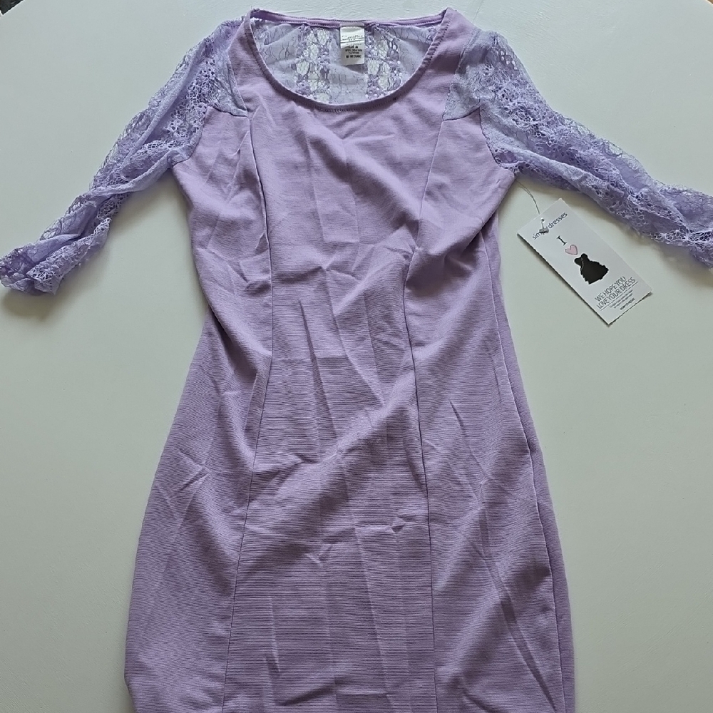 Lavender Lace Sleeve Dress